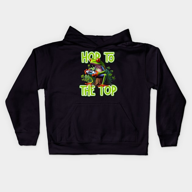 Gamer Frog - Hop to the Top Kids Hoodie by SergioCoelho_Arts